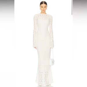 L'Academie Long Sleeve Ivory Lace Gown
